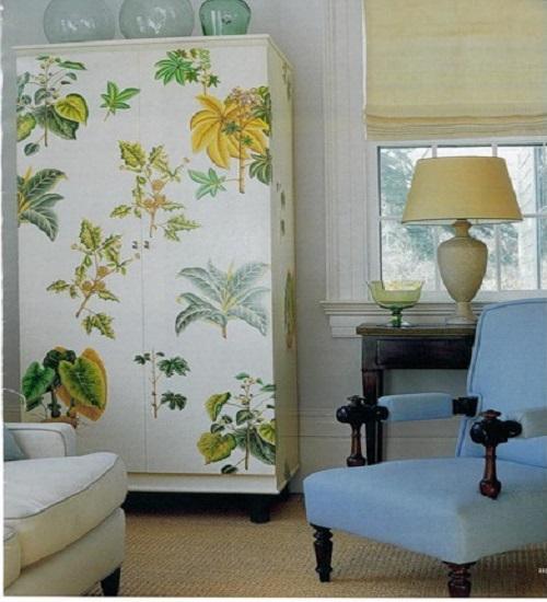 Что делать с пестрыми обоями.  Обновляем мебель.