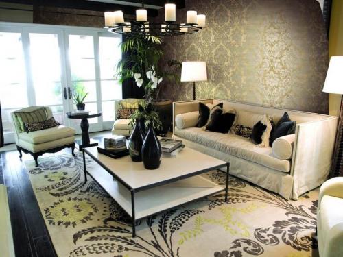 Дизайн гостинной обои двух цветов. Обои для гостиной — выбираем тип обоев