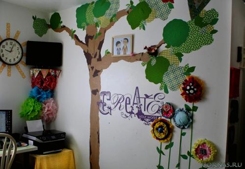 Дерево на стене из гипсокартона. Обшивка стен гипсокартоном 18 Дерево на стене из гипсокартона. Обшивка стен гипсокартоном 18