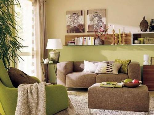 Коричневый и зеленый в интерьере. ОСНОВЫ ПРОЕКТИРОВАНИЯ КОРИЧНЕВО-ЗЕЛЕНОГО ИНТЕРЬЕРА ГОСТИНОЙ