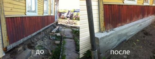 Реставрация дома из бревна. Реконструкция фундамента