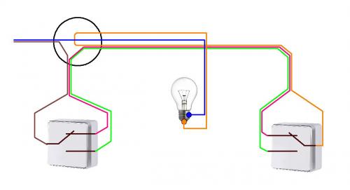 Проходной выключатель на две лампы. Что такое проходной выключатель и схема его подключения