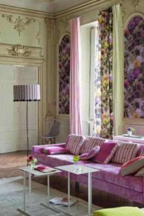 Сиреневый цвет в интерьере сочетание с другими цветами. Приветливая гостиная