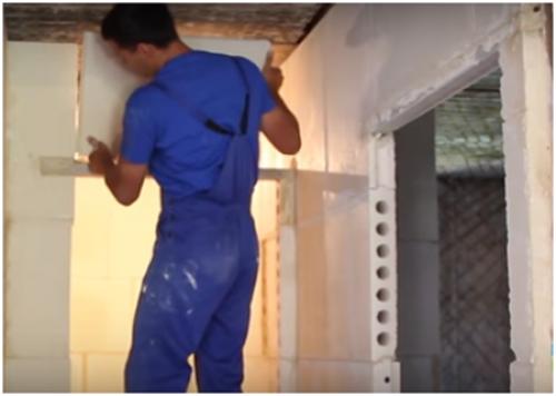 Перегородки из пазогребневых блоков в санузлах. Сооружение дверного проема