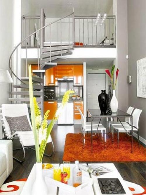 Сочетание в интерьере серого и оранжевого цвета. Простое сочетание цветов