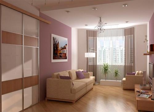 Комбинированные обои для зала в хрущевке. Какую мебель купить и как много