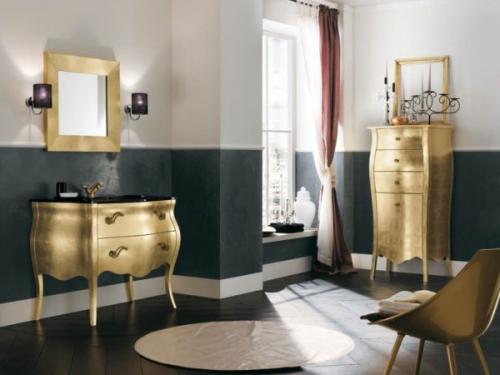 Золотистый диван в интерьере. Золотой оттенок в деталях