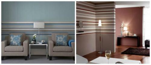 Декорирование стен обоями двух видов. Основные правила сочетания 04