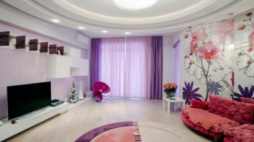 Сиреневые шторы в интерьере. Сиреневые шторы