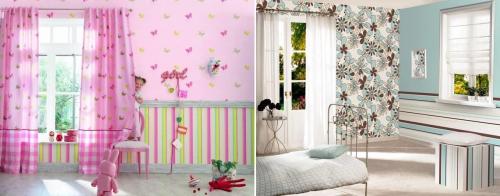 Декорирование стен обоями двух видов. Основные правила сочетания 08