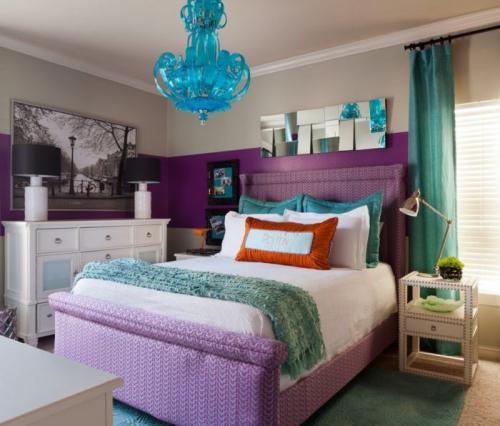 Фиолетовый цвет в интерьере спальни. Сочетание с другими цветами