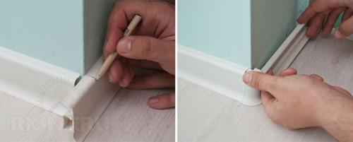 Как правильно делать углы на потолочных плинтусах. Как правильно отрезать потолочные покрытия 07
