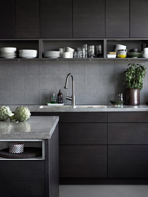 Сочетание серого с коричневым в интерьере кухни. Дизайн кухни в серых тонах (фото)