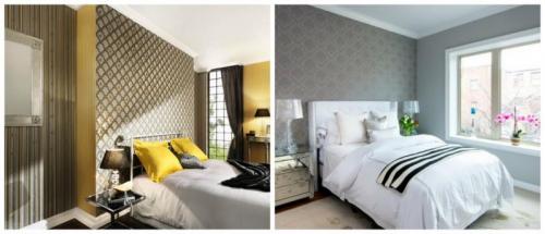 Поклейка обоев двух цветов. Особенности комбинирования обоев двух цветов в спальне 06 Поклейка обоев двух цветов. Особенности комбинирования обоев двух цветов в спальне 06