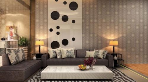 Обои двух цветов в гостиной. Подбор обоев по цвету и рисунку