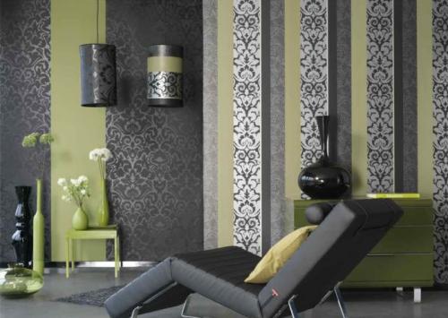 Обои двух цветов в гостиной. Подбор обоев по цвету и рисунку