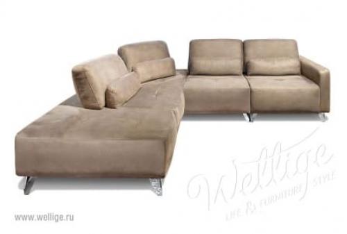 Сочетание голубого и коричневого в интерьере. Гостиная комната 08