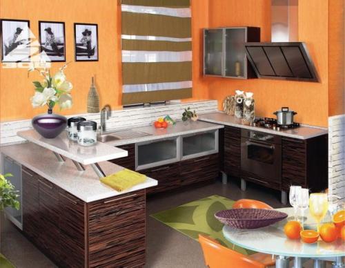 Сочетание оранжевого цвета в интерьере кухни. Различные оттенки и сочетания оранжевого цвета