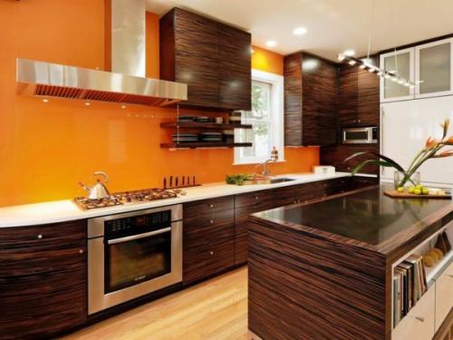 Сочетание оранжевого цвета в интерьере кухни. Различные оттенки и сочетания оранжевого цвета