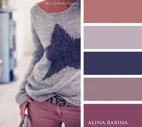 Сочетание серого цвета в женской одежде. С холодными цветами