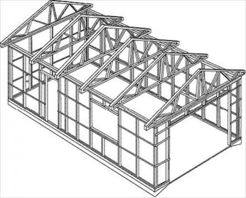Строительство из сэндвич панелей гаража. Установка каркаса для сэндвич панелей