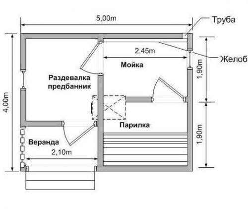 Каркасная баня 3 на 3 планировка. (+36 фото) Баня 3 на 3 планировка внутри фото