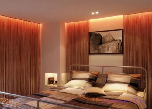 Эффектное освещение комнат светодиодной лентой на потолке. Варианты оформления 12