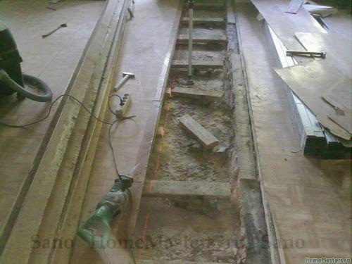 Пазогребневые плиты на деревянный пол. Перегородка ГКЛ и деревянный пол