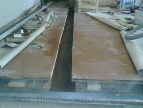 Пазогребневые плиты на деревянный пол. Перегородка ГКЛ и деревянный пол