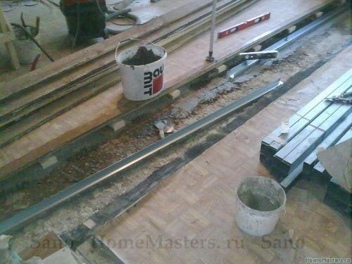 Пазогребневые плиты на деревянный пол. Перегородка ГКЛ и деревянный пол