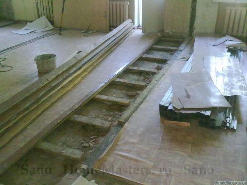 Пазогребневые плиты на деревянный пол. Перегородка ГКЛ и деревянный пол