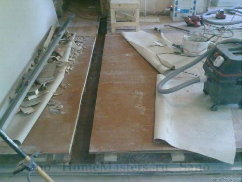 Пазогребневые плиты на деревянный пол. Перегородка ГКЛ и деревянный пол