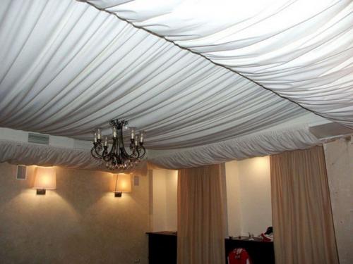 Потолок из ткани на даче. Характеристики тканевых полотен