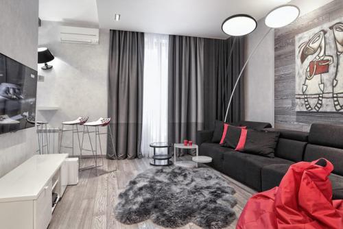 Сочетание красного и серого в интерьере. КРАСНО-СЕРАЯ ГОСТИНАЯ: ВЫБИРАЕМ ОТТЕНКИ