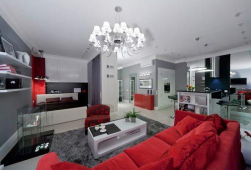 Сочетание красного и серого в интерьере. КРАСНО-СЕРАЯ ГОСТИНАЯ: ВЫБИРАЕМ ОТТЕНКИ