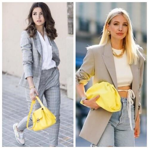 Сочетание жёлтого и серого в одежде. Серый и желтый – два главных цвета 2021 года, сочетания в одежде