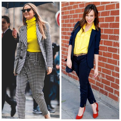 Сочетание жёлтого и серого в одежде. Серый и желтый – два главных цвета 2021 года, сочетания в одежде