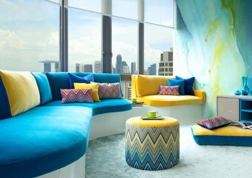 Сочетание желтого и зеленого в интерьере. Сочетание желтого цвета с другими цветами в интерьере