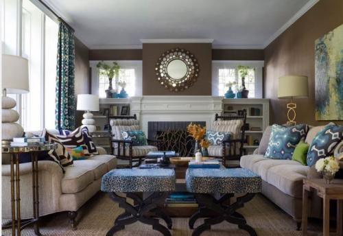 Шоколадный цвет стен. Гостиная со вкусом шоколада