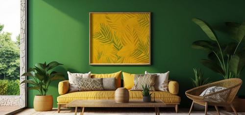 Какие декоративные элементы можно использовать для сочетания с зеленым цветом в интерьере