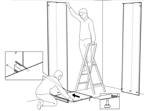 Самостоятельный монтаж дверей купе. Варианты монтажа 09