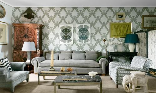 Двухцветный комбинированные обои для зала. Комбинирование обоев в гостинной (120 фото)