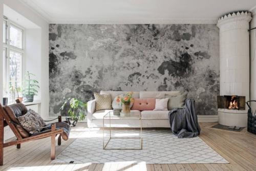 Обои с крупным рисунком в интерьере гостиной. Обои в интерьере гостиной: разновидности