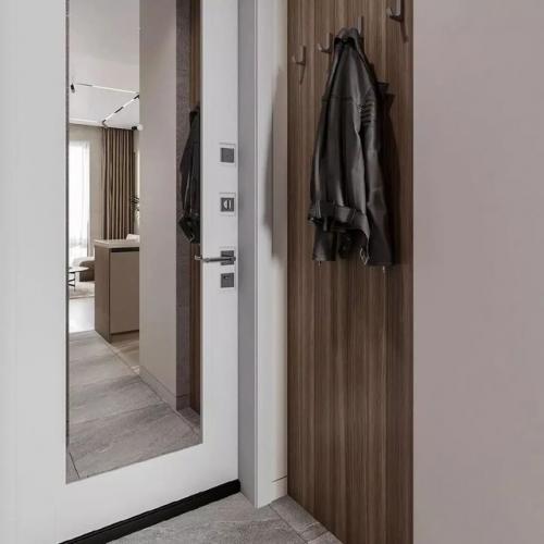 Современная лаконичная и элегантная кухня - гостиная площадью 18 м. 08