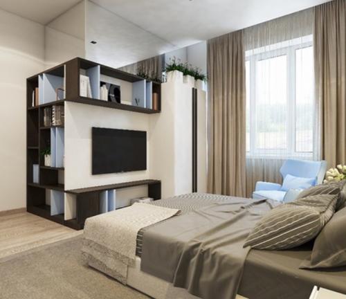 Спальная комната в спокойных тонах. 01