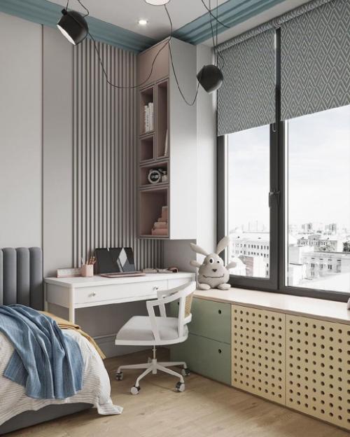 В маленькой детской важно создать уютное и многофункциональное пространство, несмотря на компактные габариты помещения. 03