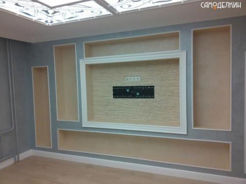 Ниша для TV и потолок в зале своими руками. 02