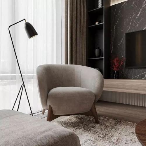 Современная лаконичная и элегантная кухня - гостиная площадью 18 м. 03