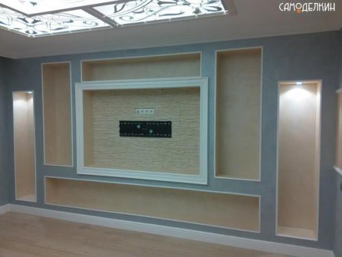 Ниша для TV и потолок в зале своими руками. 03