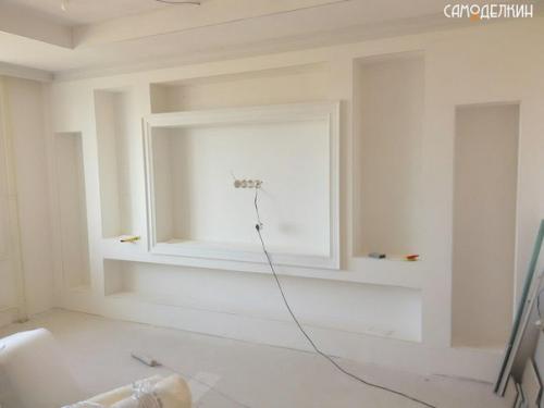 Ниша для TV и потолок в зале своими руками. 01